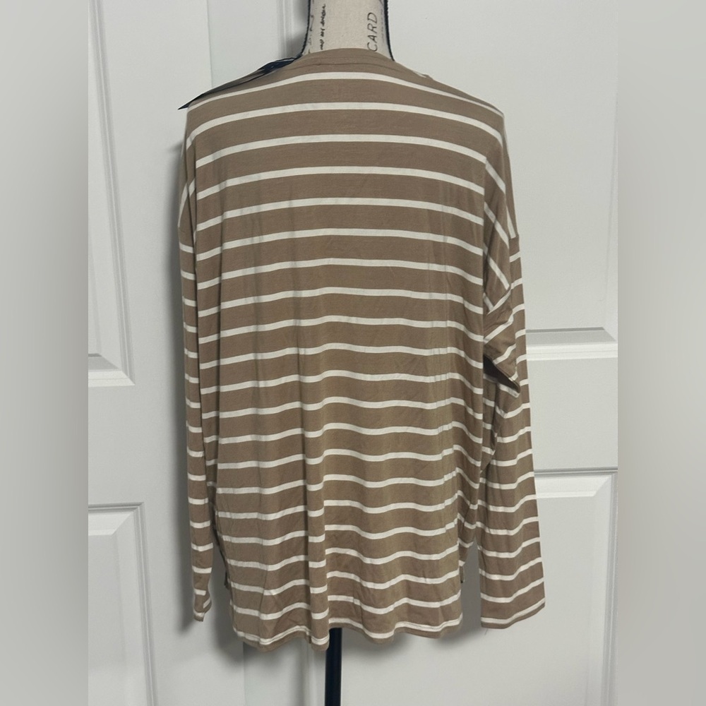 GAP Tan and White Striped Long Sleeve Tee - Picture 6 of 10